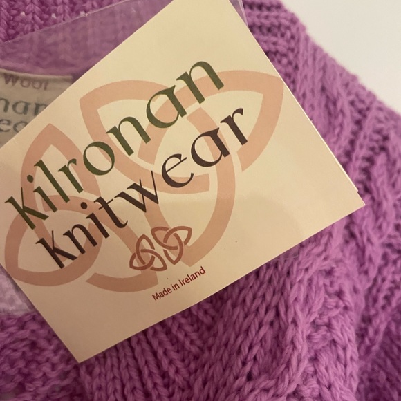 Kilronan Knitwear Ireland Wool purple cardigan - Picture 2 of 5